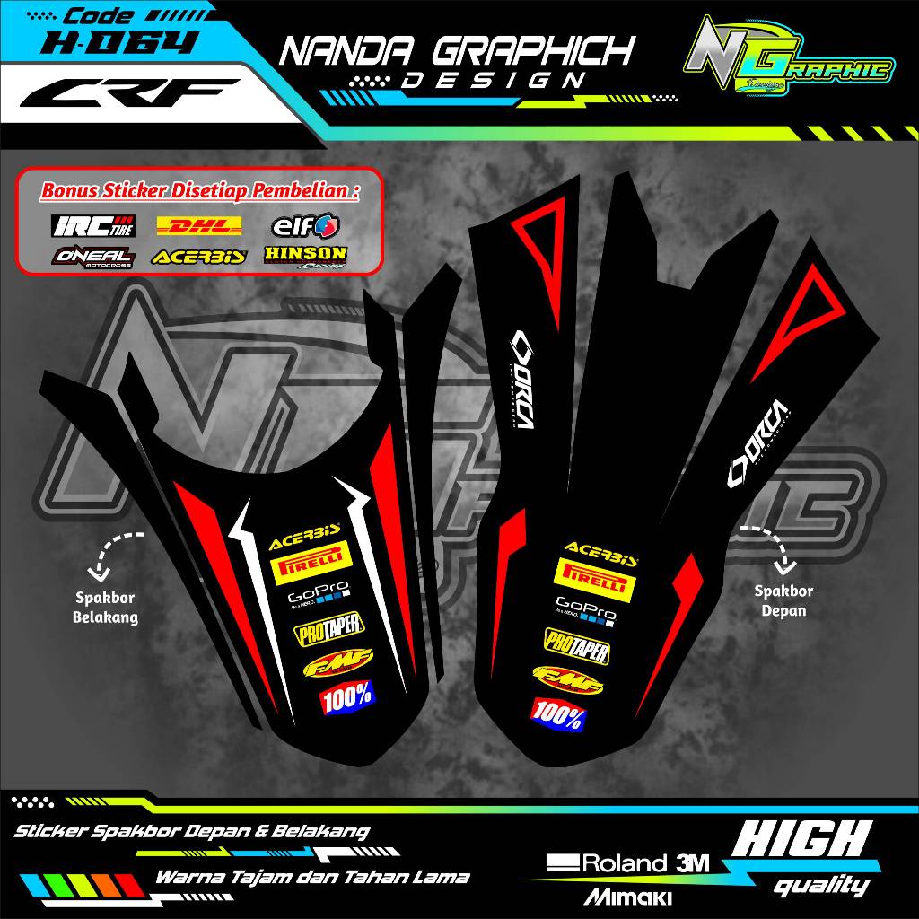 Stiker Selebor Honda CRF 150L Variasi List Warna Sticker Spakbor Depan Belakang