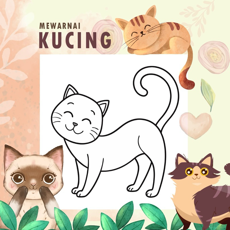 

25 Lembar A5 | Kertas Mewarnai tema Kucing