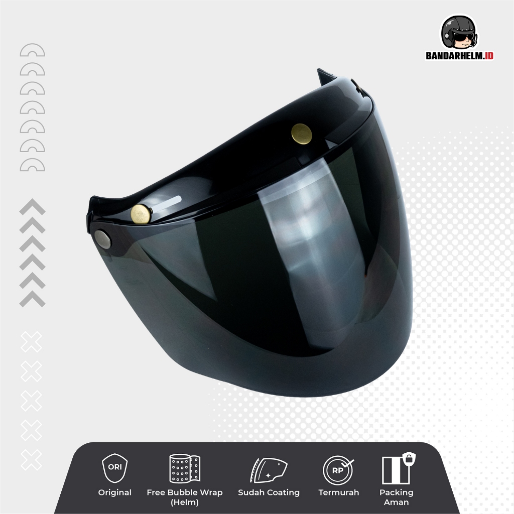 Visor / Kaca Retro Zeus 385 Clear (Original) Universal untuk semua helm bogo/ Kaca Datar Zeus 385