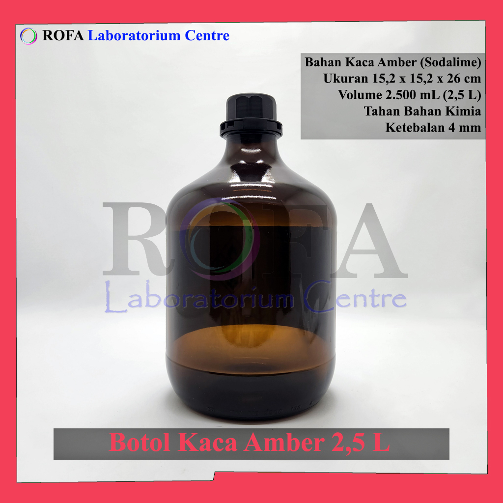 Botol Reagen / Botol Kaca Amber / Botol Kimia / Botol Larutan 2500 mL