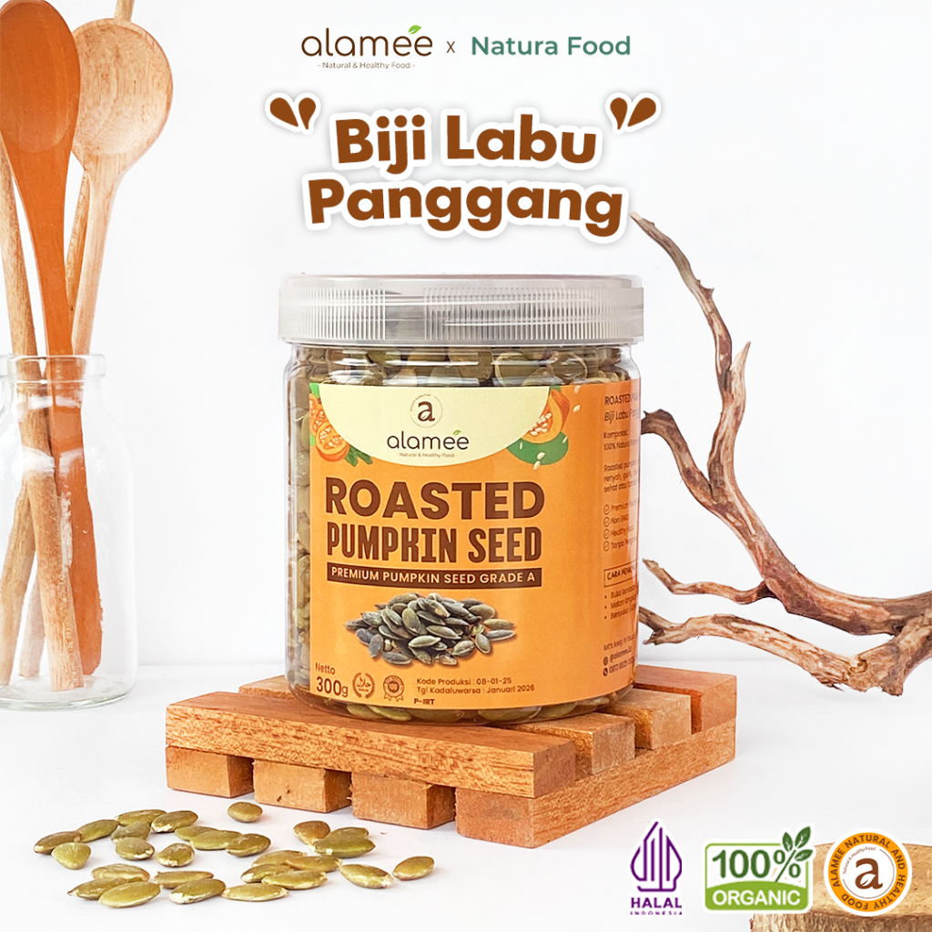 

ALAMEE Roasted Pumpkin Seed Biji Labu Pepita Kupas Panggang Matang Siap Makan Natural 300gr