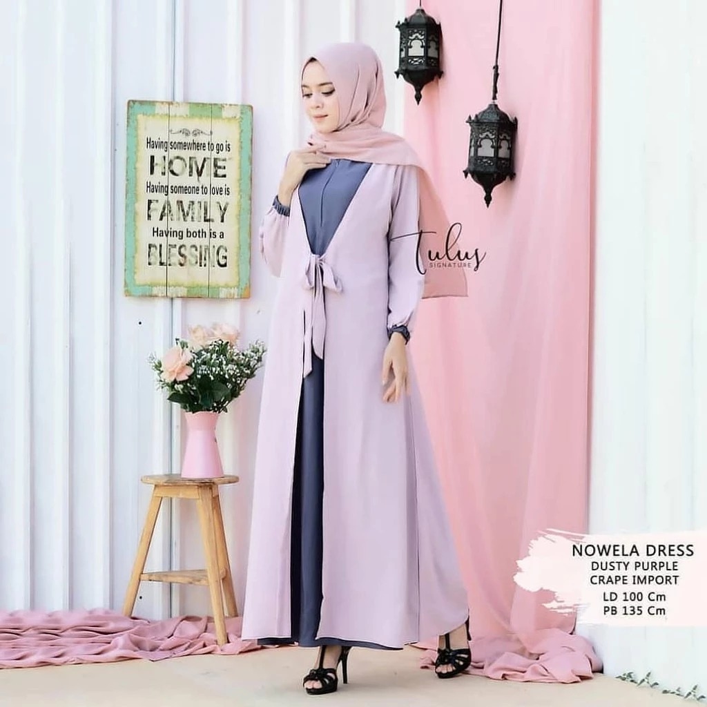 Baju Wanita Pesta Kondangan Nowela Dress  Gamis Wanita Simple Gamis Trendy Muslimah Kekinian Wanita 