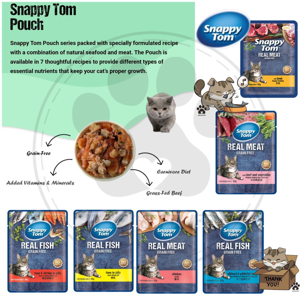 Snappy Tom Pouch Grain Free Wet Food  Makanan Basah Kucing 85g