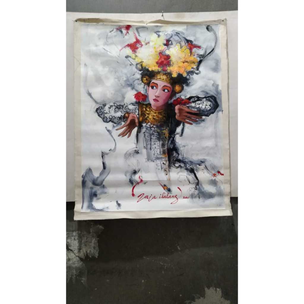 Lukisan Kanvas Penari Bali Karya Zaja Ilalang 2011 Kuno Jadul Antik