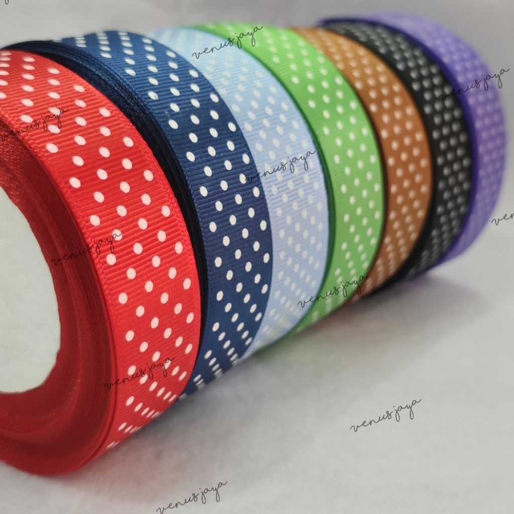 

[1" / ±2,5 cm] Pita GrossGrain Polkadot / Pita Kain Warna Warni panjang ±18mtr