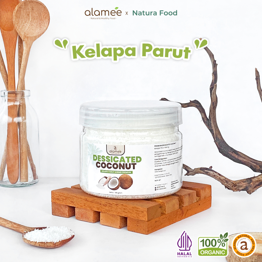 

ALAMEE Dessicate Coconut Kelapa Parut Kering Coconut Flakes Topping Kue Kelapa Kering 100gr