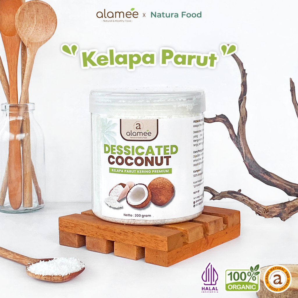 

ALAMEE Dessicate Coconut Kelapa Parut Kering Coconut Flakes Topping Kue Kelapa Kering 200gr