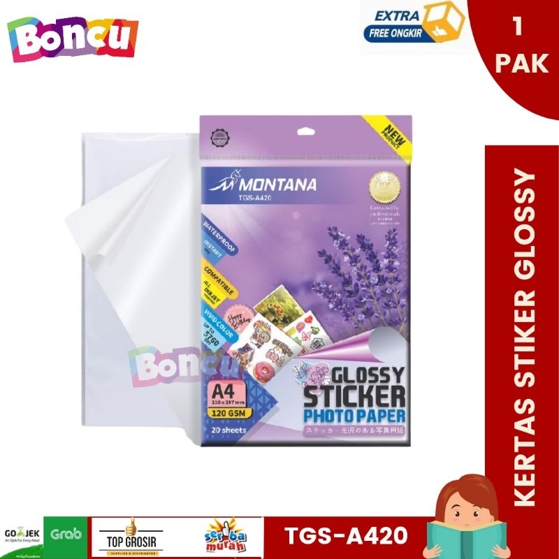 

Montana Kertas Glossy Sticker Paper / Kertas Photo Glossy Sticker Montana TGS-A435 / Kertas sticker Murah/Sticker Label Murah alat tulis murah [ 1 PCS ]
