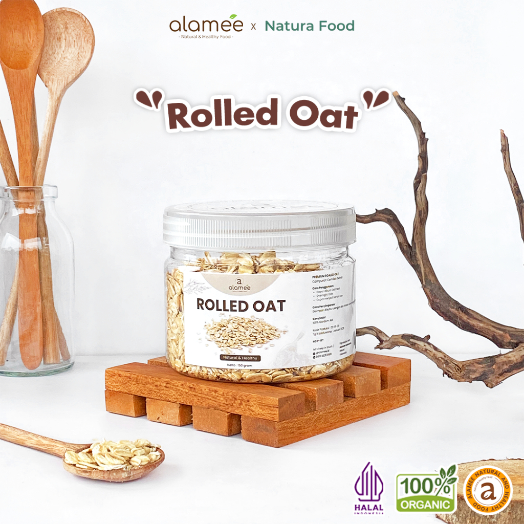 

ALAMEE Rolled Oat Gandum Utuh Kasar oatmeal wholegrain Natural Premium Alami Oatmeal Instan 150gr