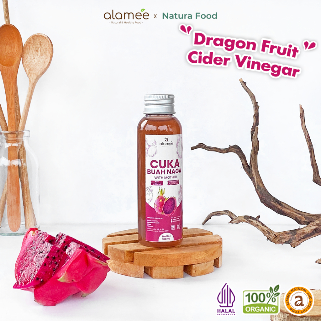 

ALAMEE Cuka Buah Naga Organik Dragon Fruit Cider Vinegar With Mother Fermentasi Probiotik 100ml