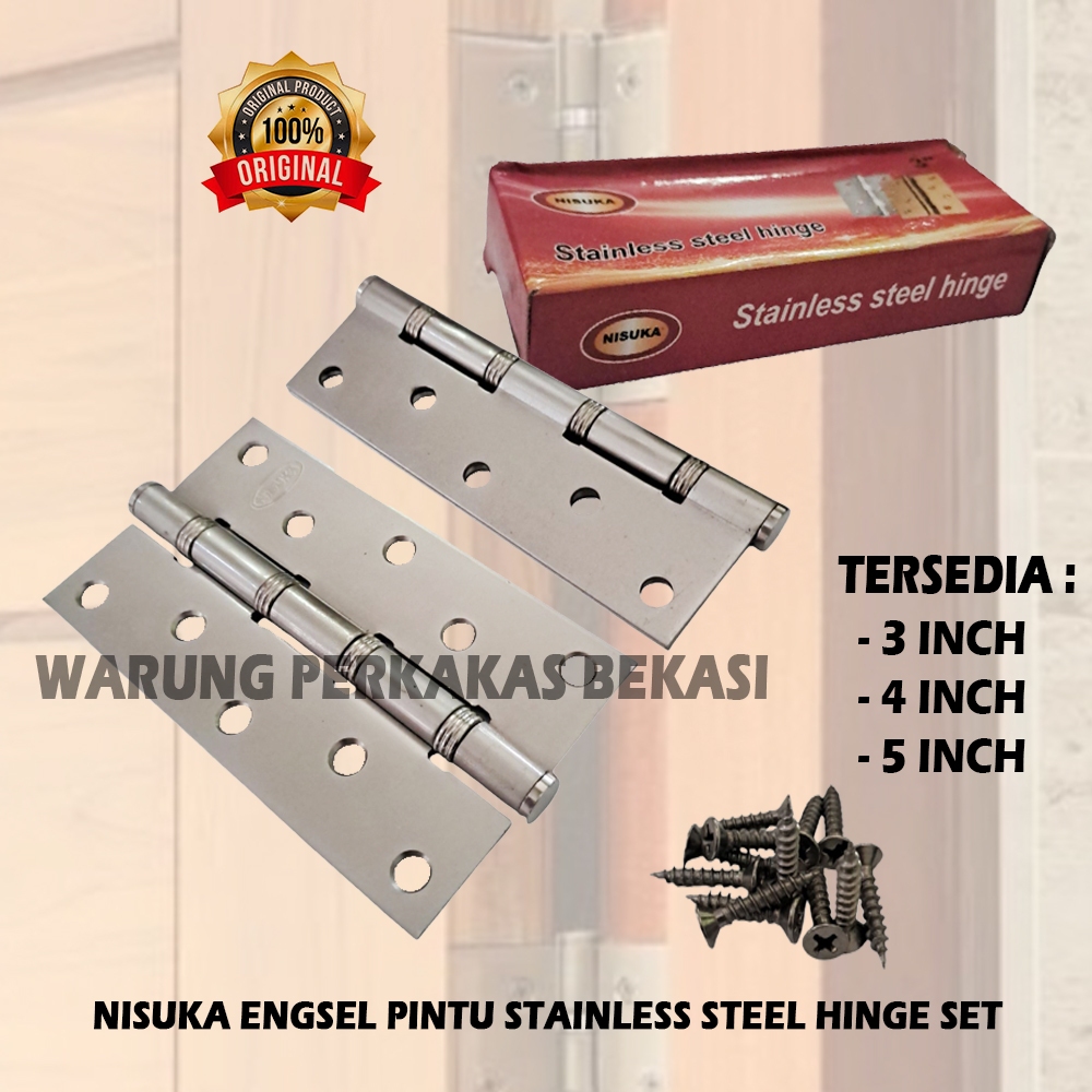 Stainless Steel Engsel Pintu 3" 4" 5" Silver Tebal / Engsel 3 Inci 7.5 Cm / Engsel 4 Inci 10 Cm / En