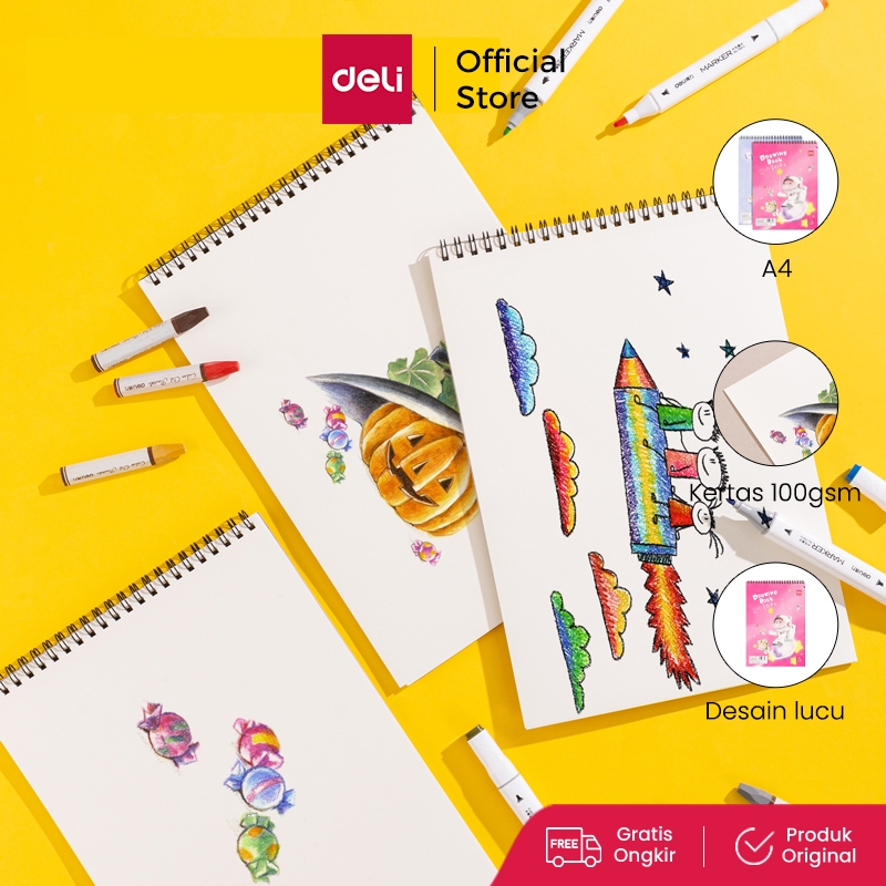 

Deli School Drawing Book / Buku Gambar Jilid Spiral Kertas Tebal 100 GSM 30 Lembar 73387