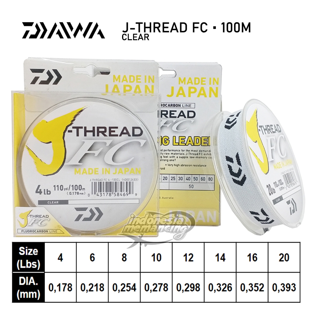 Senar Leader Daiwa J Thread FC Leader 100M Pilih Ukuran Labuan Pancing