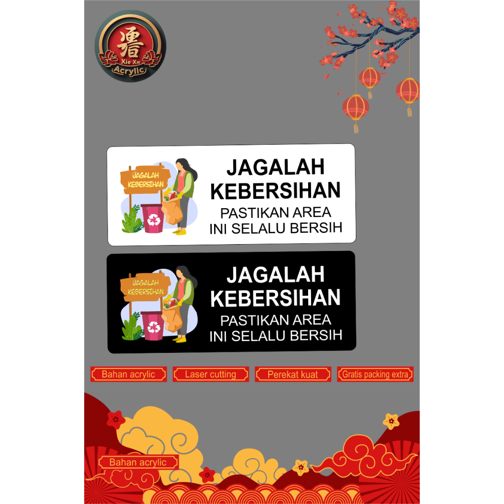 Sign Akrilik Ruangan JAGALAH KEBERSIHAN | Hiasan dinding JAGALAH KEBERSIHAN Cute modern