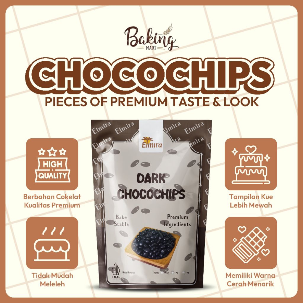 

Coklat chip 500gr / coklat stengah bulat / chocolate chips / choco chip / choc chip