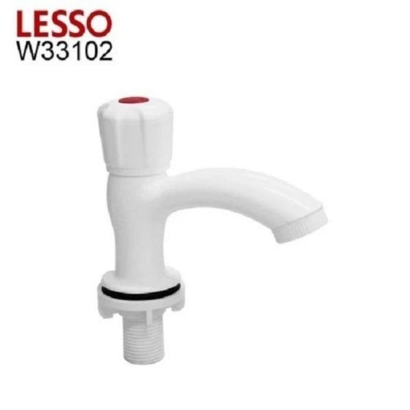 LESSO Kran Wastafel / Keran Cuci Tangan W33102 plastik putih bagus