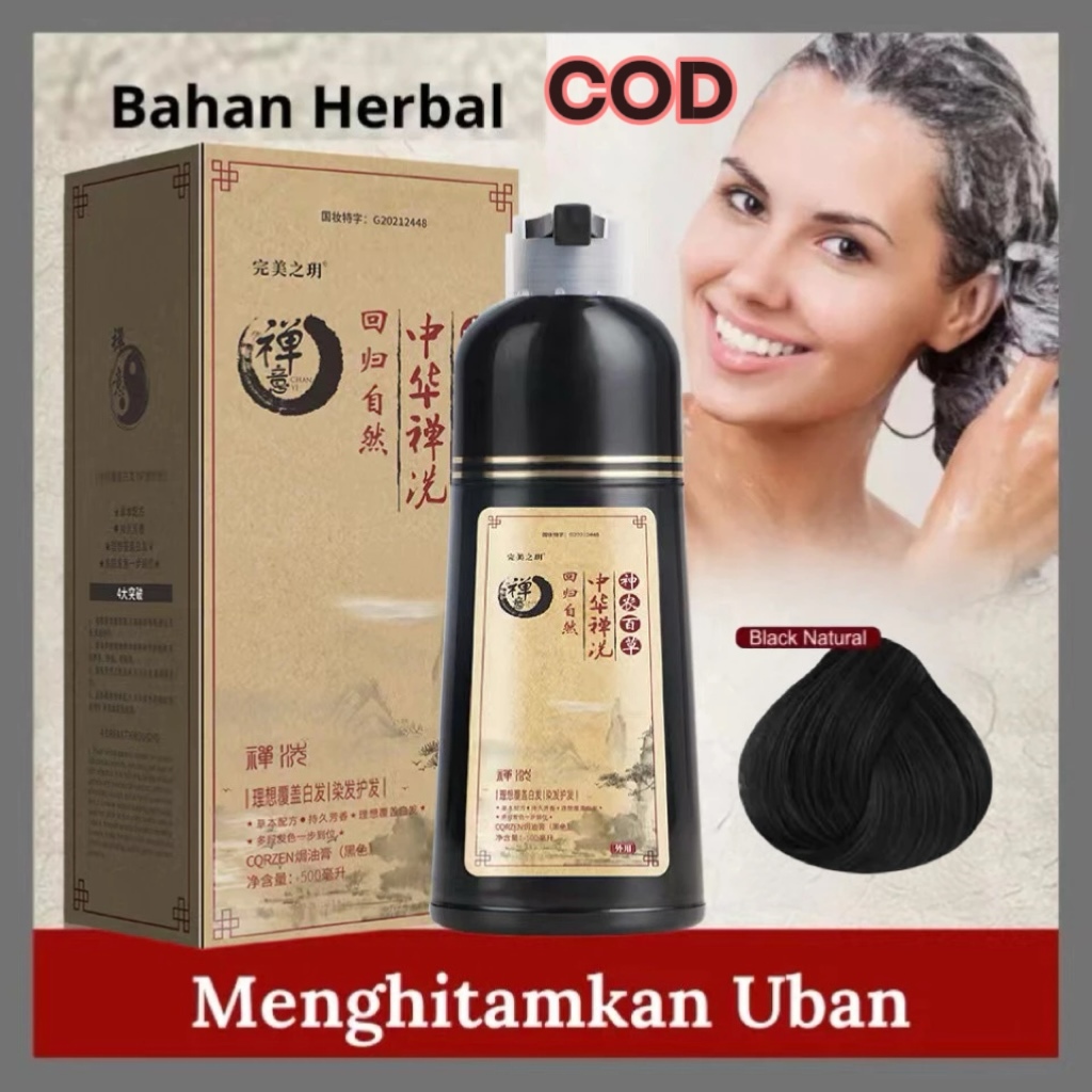 【COD&EXP2027】 ZEIN Black Hair 500ML - Sampo Penghitam Rambut Permanen, Tutup Uban Sekali Keramas, Fo