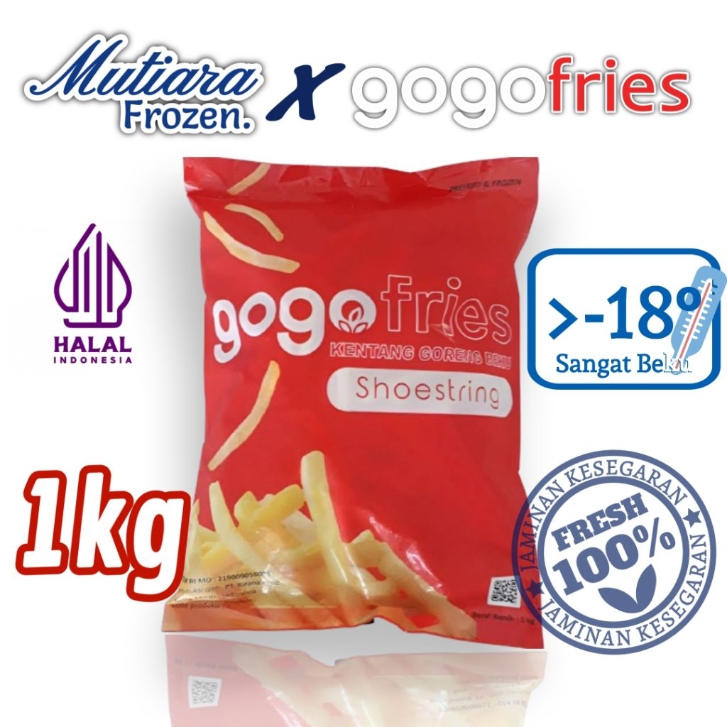 

GOGO FRENCH FRIES SHOESTRING 1000 GRAM KENTANG GORENG SHOESTRING 1 KG CEMILAN FROZEN