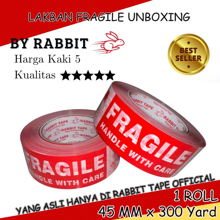 

Lakban Unboxing Fragile Mix Rabbit Tape 45mm x 300 yard / Kualitas Ok