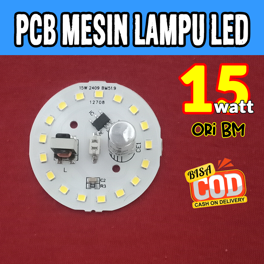 PCB LED 15W AC 220V - LED 2409 17pcs BM ORIGINAL - Diameter 51.9mm / Lampu LED / PCB Lampu LED / 15 