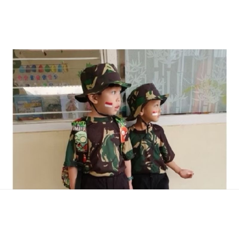 Stelan Baju Kaos Loreng Anak Laki-laki & Perempuan