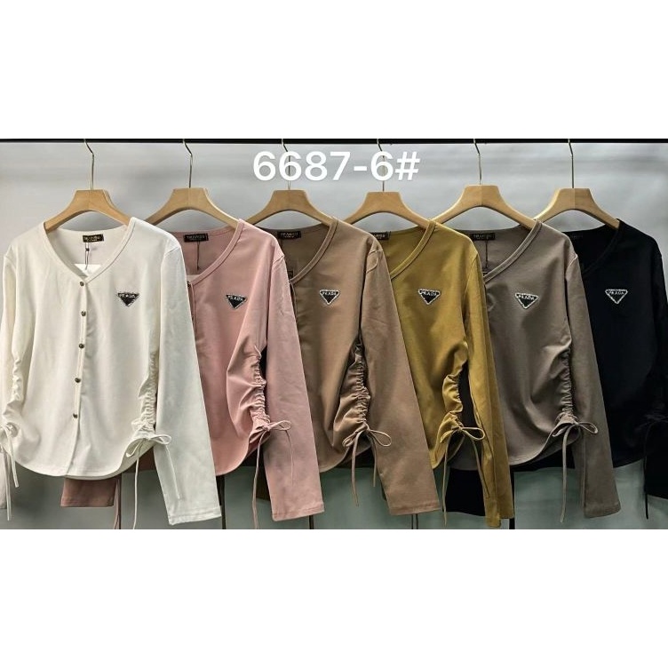 KODE V26G Kaos panjang tiramisu Kaos Tiramisu kancing Kaos wanita terbaru import