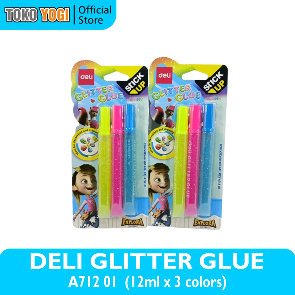 

DELI GLITTER GLUE NEON SHINY A71201 12ml ISI 3 WARNA || LEM GLITTER