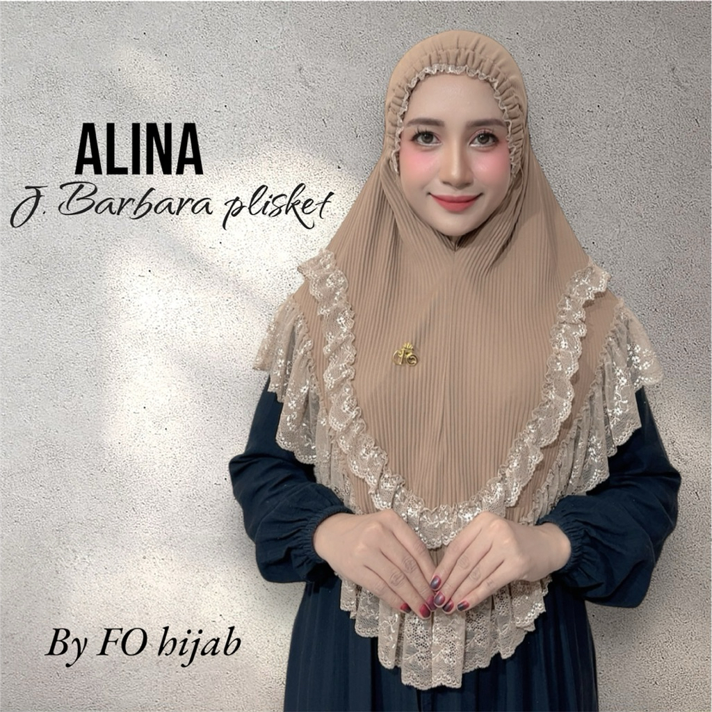 Jilbab instan ALINA bergo kerut dahi renda mewah by FO hijab wanita muslim
