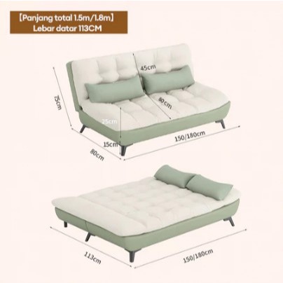 ( GARANSI 12 BULAN ) SOFA BED SOFA RUANG TAMU SOFA MINIMALIS TEMPAT TIDUR SOFA LIPAT TEMPAT DUDUK MU