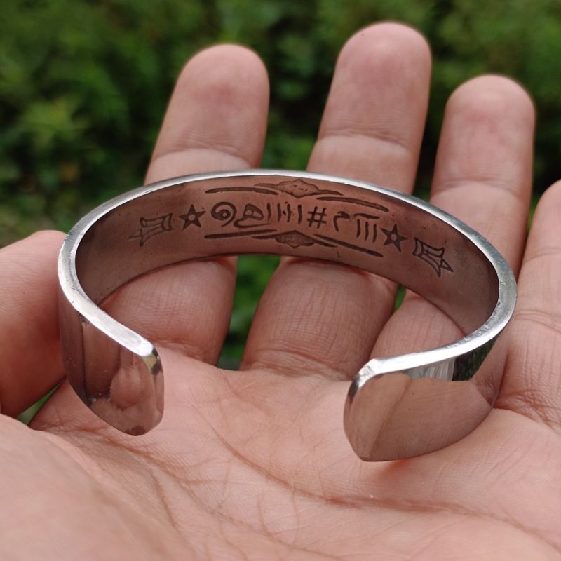 gelang sulaiman berajah besi putih tebal pria