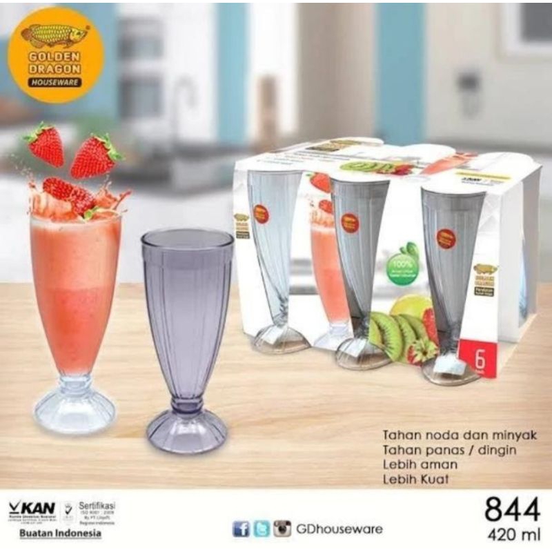 GELAS JUS GOLDEN DRAGON GELAS JUS AKRILIK ISI 6 PC