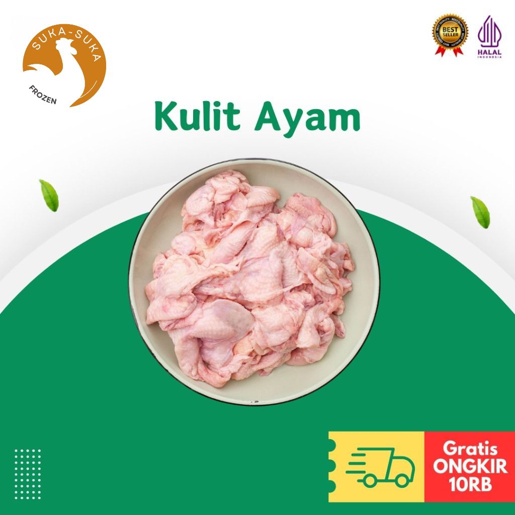 Kulit Ayam Chicken Skins 1KG Frozen Food Mentah Original Fresh Bersih Segar Beku