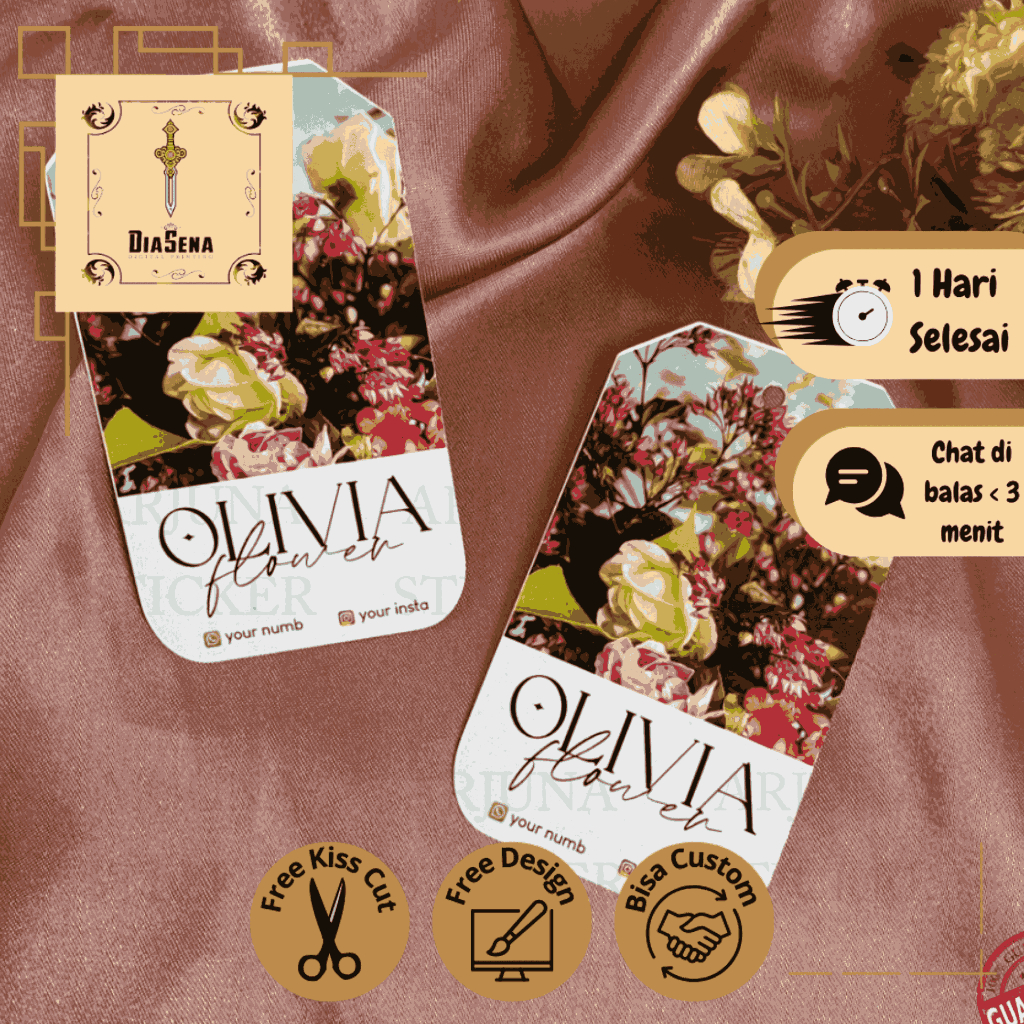 

Label Baju Hang Tag Hijab Jilbab Florist Hangtag Bentuk Custom Premium Gantung Buket Bunga Diasena