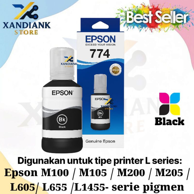 TINTA PRINTER EPSON 774 BLACK ORIGINAL UNTUK TIPE PRINTER EPSON M100• Epson M105• Epson M200• Epson 