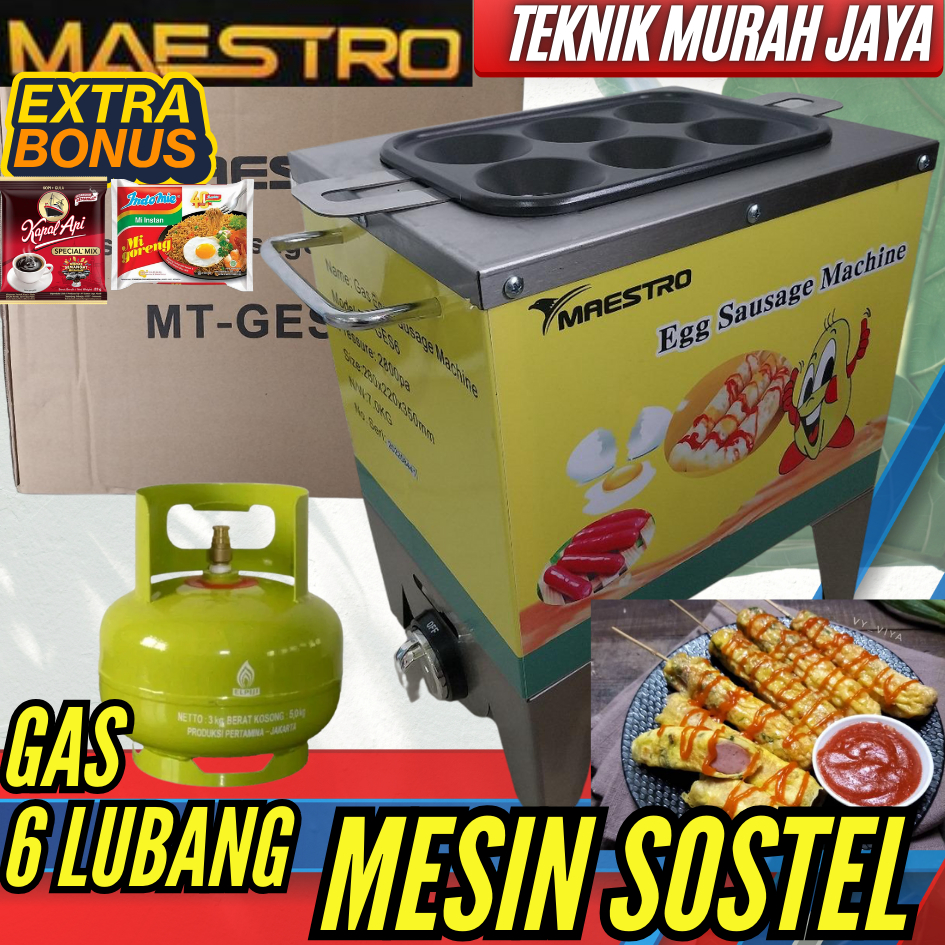 MAESTRO Mesin Sostel Sosis Telur 6 Lubang 6 Lobang Gas LPG Alat Sosis Telor Egg Roll