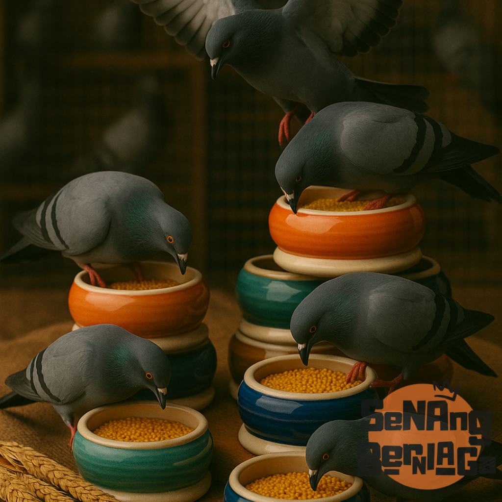 Cepuk Pakan Keramik Wadah Makan Burung Merpati Warna Bervariasi