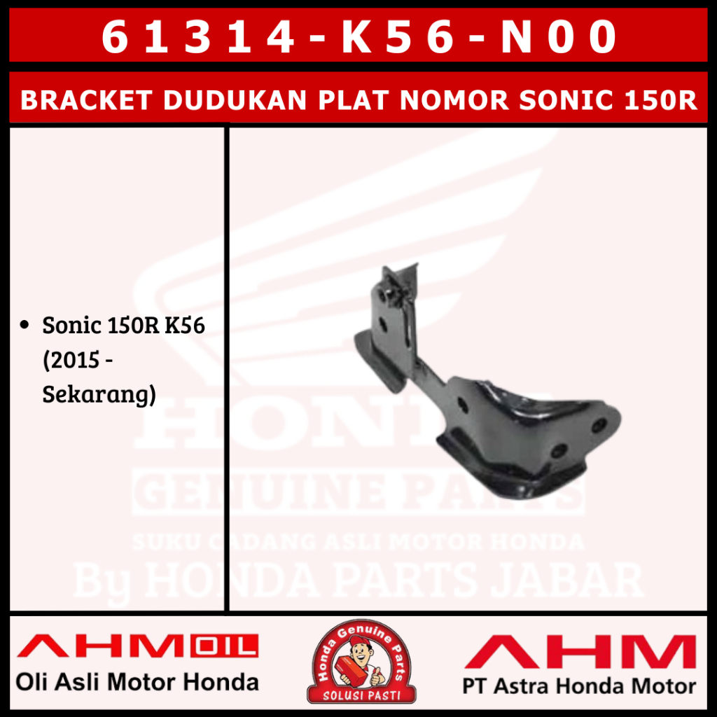 Braket Dudukan Plant Nomor Depan Sonic 150R K56 61314K56N00