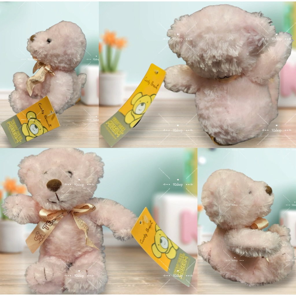 Boneka curly soft pink Teddy Bear Museum plush with bow stuffed animal plush toy | boneka teddy bear