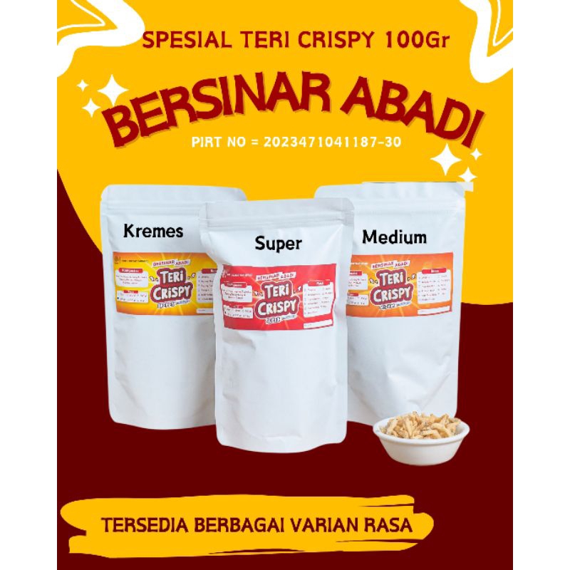

[TERI CRISPY 100GR] TERI SUPER, MEDIUM, KREMES BERSINAR ABADI ASLI JOGJA