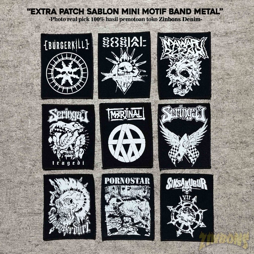 Emblem burgerkill patch marjinal emblem sablon mawar berduri patch sablon kecil ukuran tinggi 10cm p