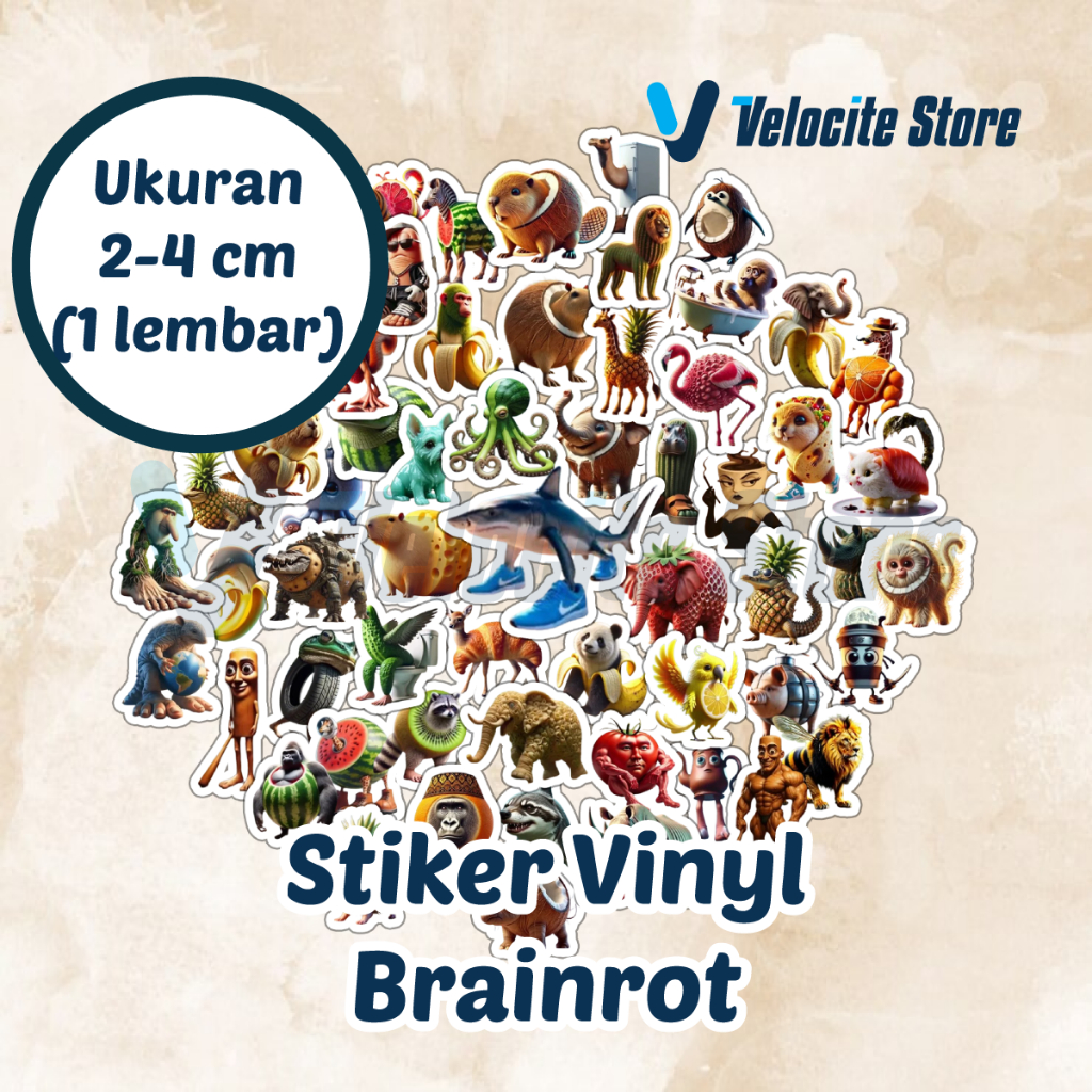 

Stiker Vinyl Brainrot Ukuran 2-4 cm (1 Lembar)