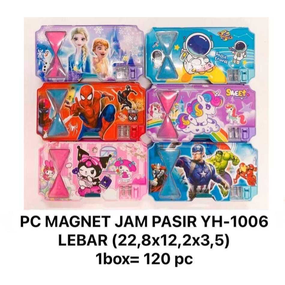 

Tempat Kotak Pensil Magnet Mainan Jam Pasir Serutan 2 Lubang Rautan Kuro Unicorn Astronot Superhero YH-1006