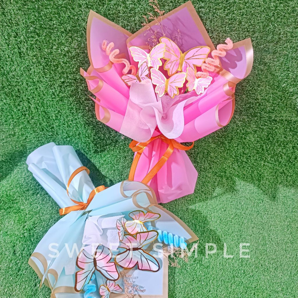 BUKET KUPU KUPU / BUKET WISUDA KARAKTER / BUKET KUPU KUPU KAWAT BULU / BUKET BUNGA MIX