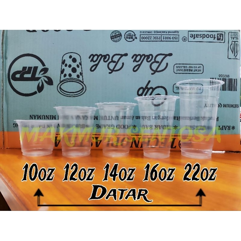 Cangkir Plastik / Cup Datar / Gelas Plastik / Cup 10oz 12oz 14oz 16oz 22oz