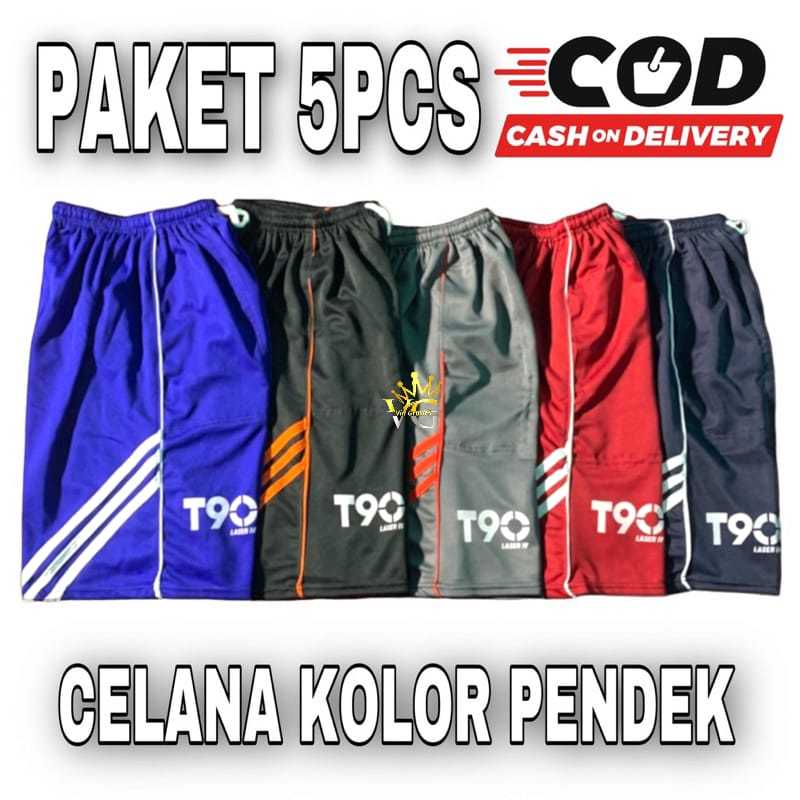 PAKET 5pcs celana kolor pendek santai T90/ kolor olahraga/ Bisa di pakai pria wanita uniseks sport