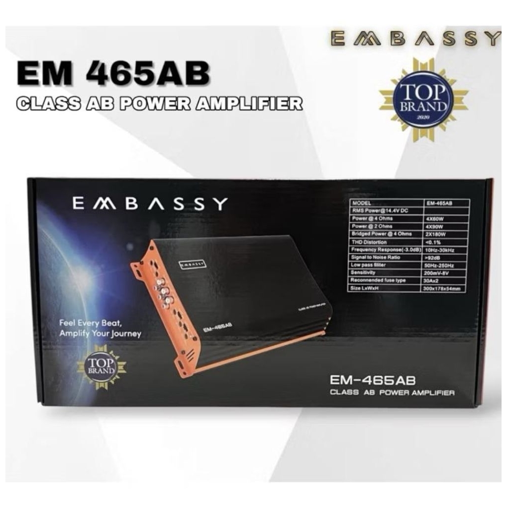 Power 4chanel EMBASSY EM-465AB power amplifier mobil Clas AB