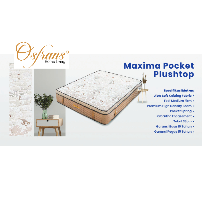 Kasur Uniland Maxima Pocket Plush Top Springbed Plushtop 90x200 100x200 120x200 140x200 160x200 180x