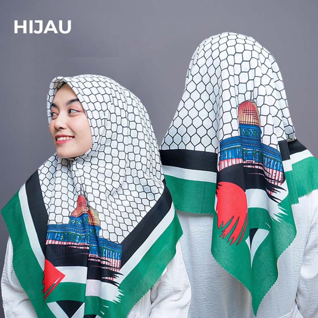 Kerudung Segi Empat Motif Palestina Voal Laser Cut | Hijab Segi Empat Palestina | Jilbab Palestina