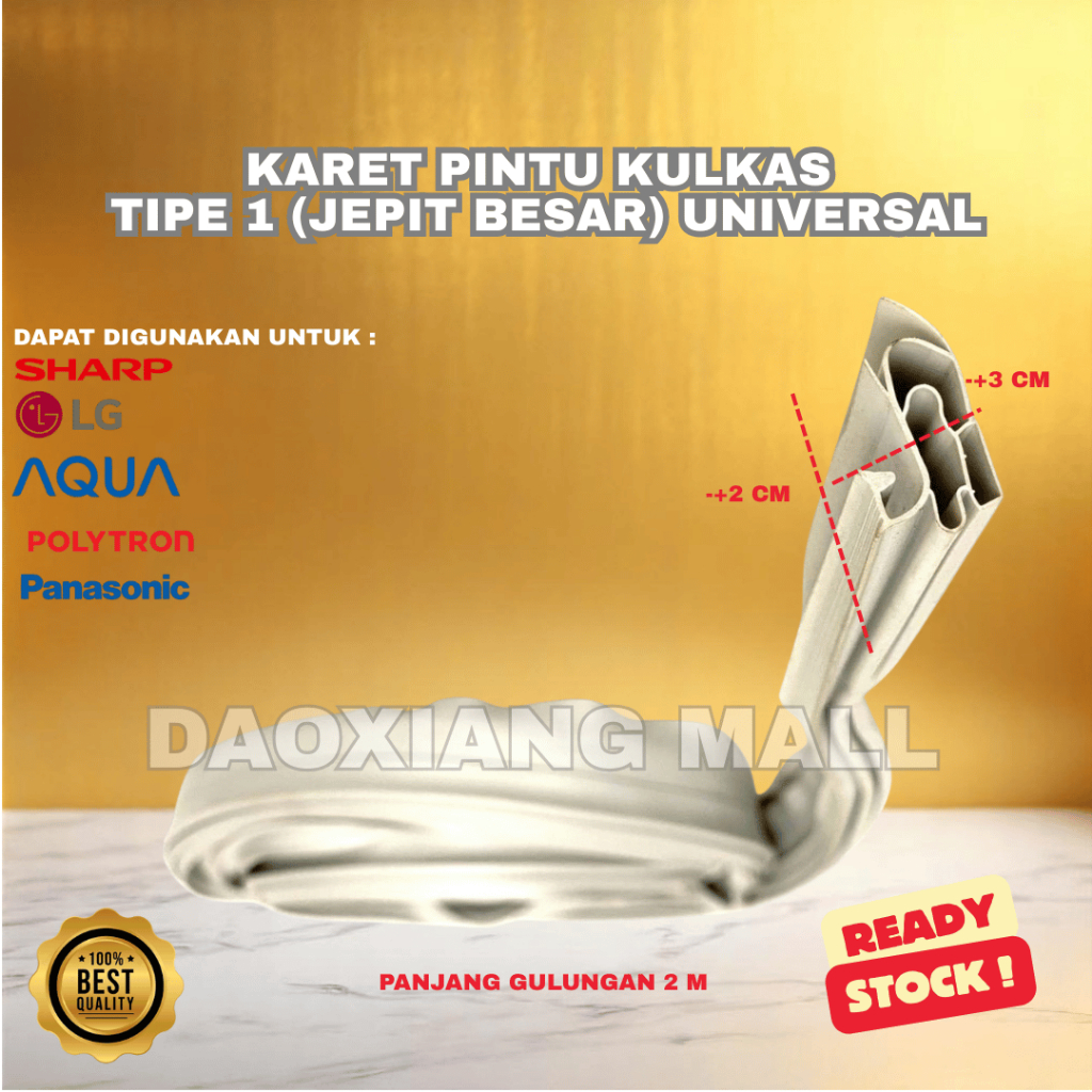 GASKET TYPE 1 JEPIT BESAR / KARET PINTU KULKAS MULTI MERK SANYO SHARP AQUA LG / KARET PINTU KULKAS T