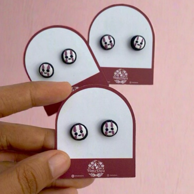 Kaonashi Studs | Anting Clay Handmade Ghibli | Hypoallergenic studs by Hasta Dara